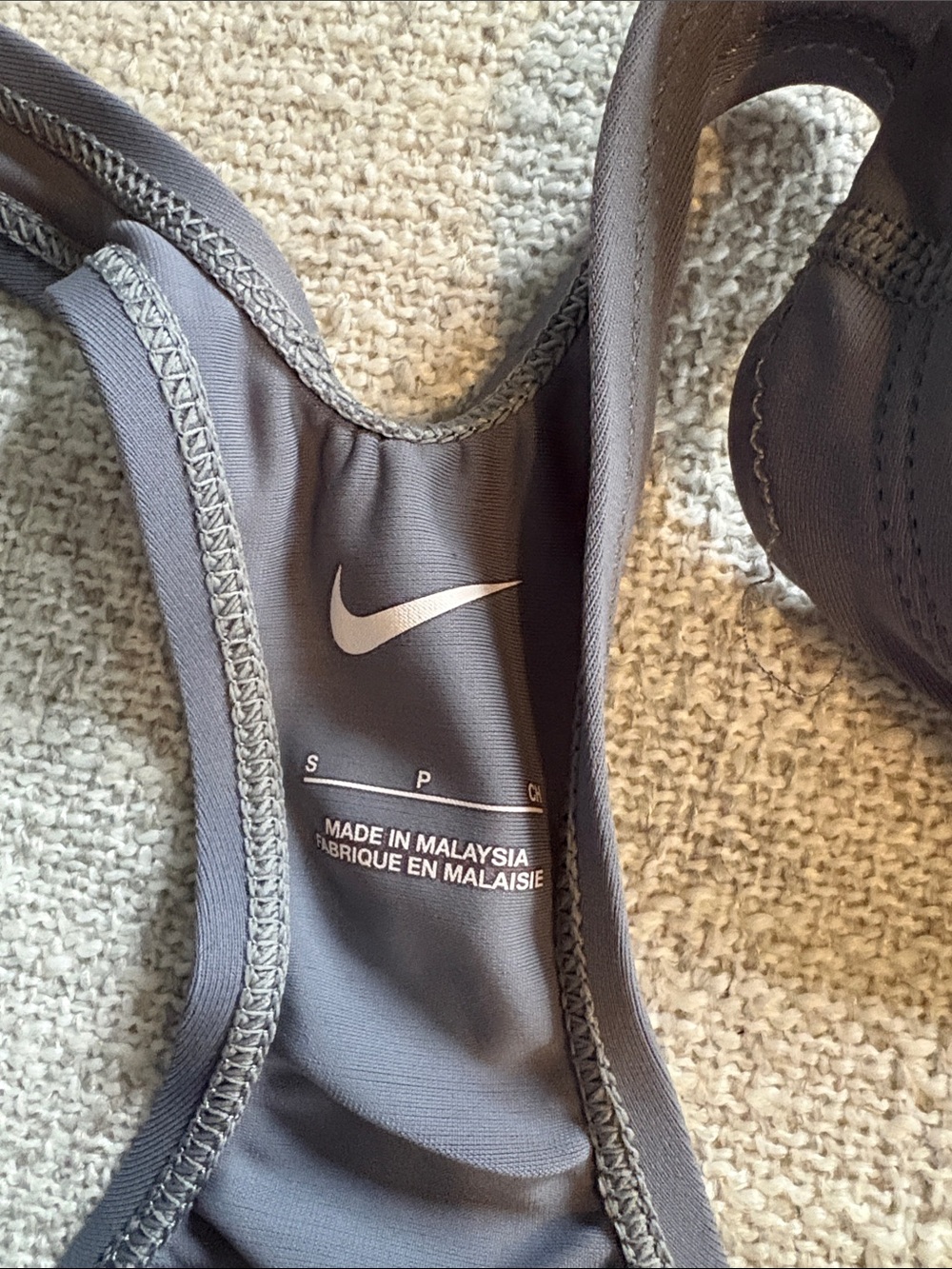 Nike Gray Racerback Sports Bra with Branded Elastic Band - Picture 3 of 3